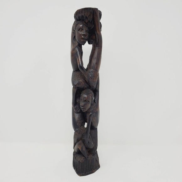 Unbranded Other - Vintage Carved Wood Sculpture African Folk Art Handcrafted Home Decor